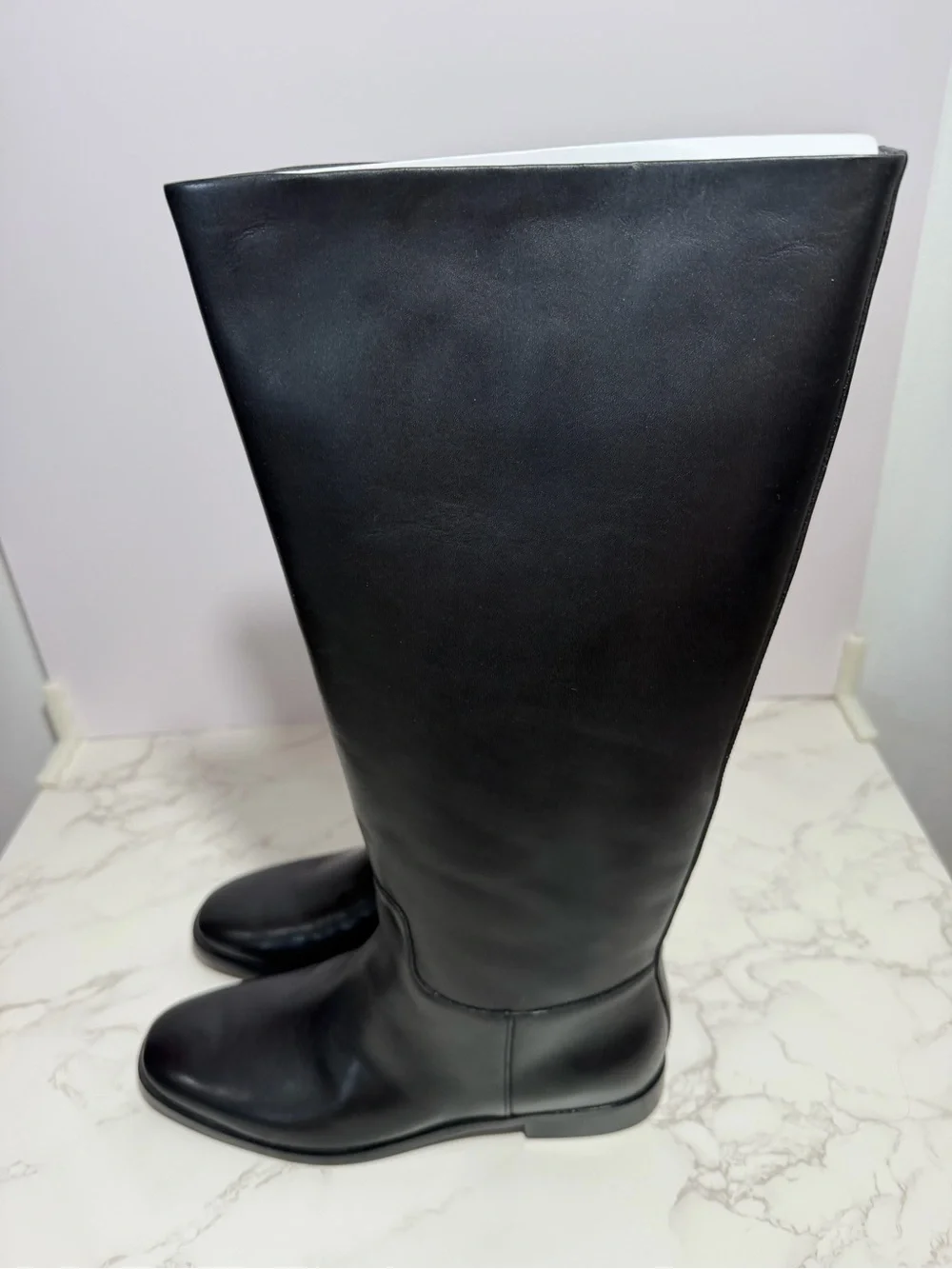 Vince Wide Calf Margaret Classic Tall Black Leather Riding Boots - 6.5 M